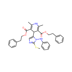 CSc1ncc(C2C(C(=O)OCCc3ccccc3)=C(C)NC(C)=C2C(=O)OCCc2ccccc2)n1Nc1ccccc1 ZINC000103214915