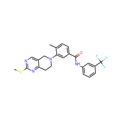 CSc1ncc2c(n1)CCN(c1cc(C(=O)Nc3cccc(C(F)(F)F)c3)ccc1C)C2 ZINC000204920797