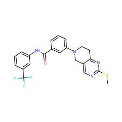 CSc1ncc2c(n1)CCN(c1cccc(C(=O)Nc3cccc(C(F)(F)F)c3)c1)C2 ZINC000204920757