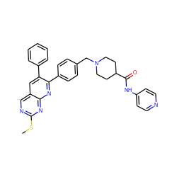 CSc1ncc2cc(-c3ccccc3)c(-c3ccc(CN4CCC(C(=O)Nc5ccncc5)CC4)cc3)nc2n1 ZINC000029037181