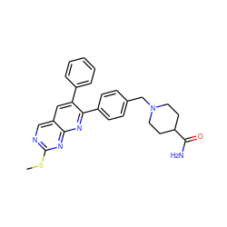 CSc1ncc2cc(-c3ccccc3)c(-c3ccc(CN4CCC(C(N)=O)CC4)cc3)nc2n1 ZINC000028980049