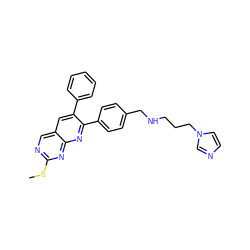 CSc1ncc2cc(-c3ccccc3)c(-c3ccc(CNCCCn4ccnc4)cc3)nc2n1 ZINC000028980026