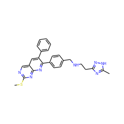 CSc1ncc2cc(-c3ccccc3)c(-c3ccc(CNCCc4n[nH]c(C)n4)cc3)nc2n1 ZINC000028980035