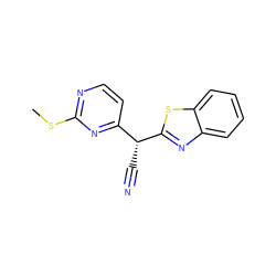 CSc1nccc([C@@H](C#N)c2nc3ccccc3s2)n1 ZINC000033977276