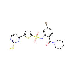 CSc1nccc(-c2ccc(S(=O)(=O)Nc3cc(Br)ccc3C(=O)N3CCCCC3)s2)n1 ZINC000028969380