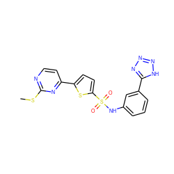 CSc1nccc(-c2ccc(S(=O)(=O)Nc3cccc(-c4nnn[nH]4)c3)s2)n1 ZINC000114604015