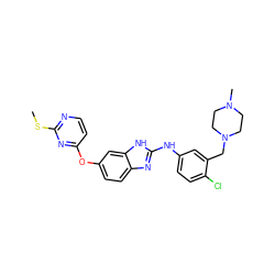 CSc1nccc(Oc2ccc3nc(Nc4ccc(Cl)c(CN5CCN(C)CC5)c4)[nH]c3c2)n1 ZINC000023359470