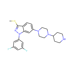 CSc1nn(-c2cc(F)cc(F)c2)c2cc(N3CCN(C4CCNCC4)CC3)ccc12 ZINC000169706037