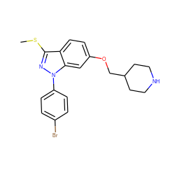 CSc1nn(-c2ccc(Br)cc2)c2cc(OCC3CCNCC3)ccc12 ZINC000169706039