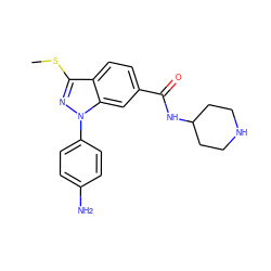 CSc1nn(-c2ccc(N)cc2)c2cc(C(=O)NC3CCNCC3)ccc12 ZINC000169706031