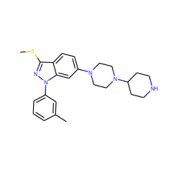 CSc1nn(-c2cccc(C)c2)c2cc(N3CCN(C4CCNCC4)CC3)ccc12 ZINC000169706035