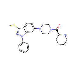 CSc1nn(-c2ccccc2)c2cc(N3CCN(C(=O)[C@@H]4CCCCN4)CC3)ccc12 ZINC000150243733