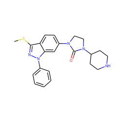 CSc1nn(-c2ccccc2)c2cc(N3CCN(C4CCNCC4)C3=O)ccc12 ZINC000147345398