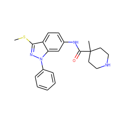 CSc1nn(-c2ccccc2)c2cc(NC(=O)C3(C)CCNCC3)ccc12 ZINC000169706048