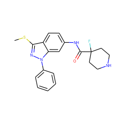 CSc1nn(-c2ccccc2)c2cc(NC(=O)C3(F)CCNCC3)ccc12 ZINC000169706054