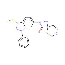 CSc1nn(-c2ccccc2)c2cc(NC(=O)C3(N)CCNCC3)ccc12 ZINC000167524313