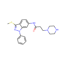 CSc1nn(-c2ccccc2)c2cc(NC(=O)CCN3CCNCC3)ccc12 ZINC000072175276