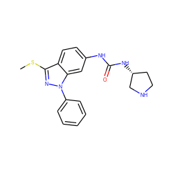 CSc1nn(-c2ccccc2)c2cc(NC(=O)N[C@@H]3CCNC3)ccc12 ZINC000147341861