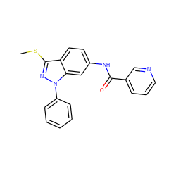 CSc1nn(-c2ccccc2)c2cc(NC(=O)c3cccnc3)ccc12 ZINC000150164529