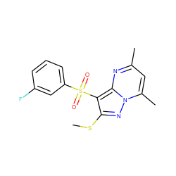 CSc1nn2c(C)cc(C)nc2c1S(=O)(=O)c1cccc(F)c1 ZINC000066074325