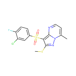 CSc1nn2c(C)ccnc2c1S(=O)(=O)c1ccc(F)c(Cl)c1 ZINC000066079134