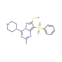 CSc1nn2c(N3CCNCC3)nc(C)nc2c1S(=O)(=O)c1ccccc1 ZINC000299832347