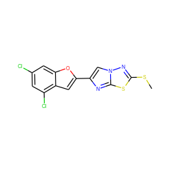 CSc1nn2cc(-c3cc4c(Cl)cc(Cl)cc4o3)nc2s1 ZINC000653666691