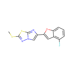 CSc1nn2cc(-c3cc4c(F)cccc4o3)nc2s1 ZINC000653773183