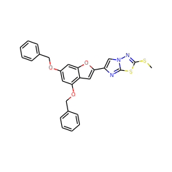 CSc1nn2cc(-c3cc4c(OCc5ccccc5)cc(OCc5ccccc5)cc4o3)nc2s1 ZINC000653767405