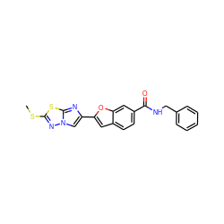 CSc1nn2cc(-c3cc4ccc(C(=O)NCc5ccccc5)cc4o3)nc2s1 ZINC000205922439