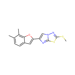 CSc1nn2cc(-c3cc4ccc(C)c(C)c4o3)nc2s1 ZINC000653678289