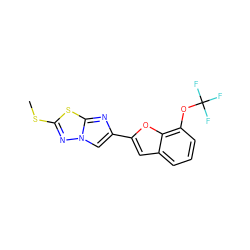 CSc1nn2cc(-c3cc4cccc(OC(F)(F)F)c4o3)nc2s1 ZINC000653768332