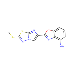 CSc1nn2cc(-c3nc4c(N)cccc4o3)nc2s1 ZINC000205904964