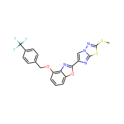 CSc1nn2cc(-c3nc4c(OCc5ccc(C(F)(F)F)cc5)cccc4o3)nc2s1 ZINC000653672873