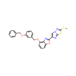 CSc1nn2cc(-c3nc4c(OCc5cccc(OCc6ccccc6)c5)cccc4o3)nc2s1 ZINC000653760669