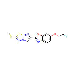 CSc1nn2cc(-c3nc4ccc(OCCF)cc4o3)nc2s1 ZINC000143838104