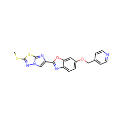 CSc1nn2cc(-c3nc4ccc(OCc5ccncc5)cc4o3)nc2s1 ZINC000653762206