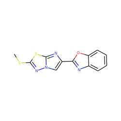 CSc1nn2cc(-c3nc4ccccc4o3)nc2s1 ZINC000205961424