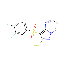 CSc1nn2cccnc2c1S(=O)(=O)c1ccc(F)c(Cl)c1 ZINC000066077585