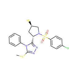 CSc1nnc([C@@H]2C[C@@H](S)CN2S(=O)(=O)c2ccc(Cl)cc2)n1-c1ccccc1 ZINC000013443259