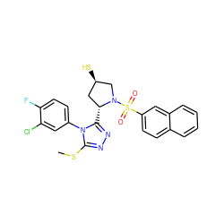 CSc1nnc([C@@H]2C[C@@H](S)CN2S(=O)(=O)c2ccc3ccccc3c2)n1-c1ccc(F)c(Cl)c1 ZINC000029464033