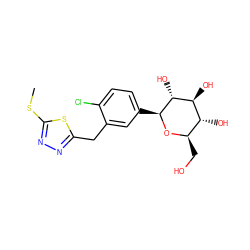 CSc1nnc(Cc2cc([C@@H]3O[C@H](CO)[C@@H](O)[C@H](O)[C@H]3O)ccc2Cl)s1 ZINC000045338032