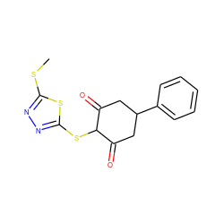 CSc1nnc(SC2C(=O)CC(c3ccccc3)CC2=O)s1 ZINC000299830971