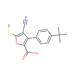 CSc1oc(C(=O)O)c(-c2ccc(C(C)(C)C)cc2)c1C#N ZINC000038147744