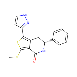 CSc1sc(-c2cc[nH]n2)c2c1C(=O)N[C@@H](c1ccccc1)C2 ZINC000145626680