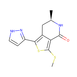 CSc1sc(-c2cc[nH]n2)c2c1C(=O)N[C@H](C)C2 ZINC000168578024