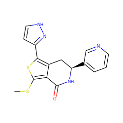 CSc1sc(-c2cc[nH]n2)c2c1C(=O)N[C@H](c1cccnc1)C2 ZINC000145622052