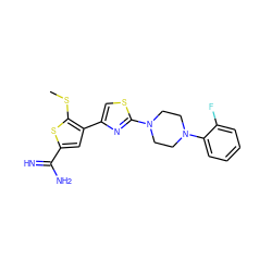 CSc1sc(C(=N)N)cc1-c1csc(N2CCN(c3ccccc3F)CC2)n1 ZINC000028005055