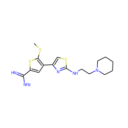 CSc1sc(C(=N)N)cc1-c1csc(NCCN2CCCCC2)n1 ZINC000028006269