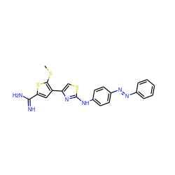 CSc1sc(C(=N)N)cc1-c1csc(Nc2ccc(/N=N/c3ccccc3)cc2)n1 ZINC000027999740